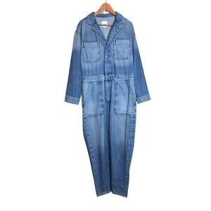 AG Adriano Goldschmied The Raleigh Denim Jumpsuit Size Large Blue Long Sleeve